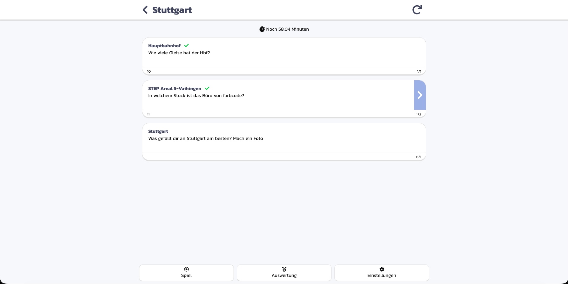 Aufgaben im Spiel
