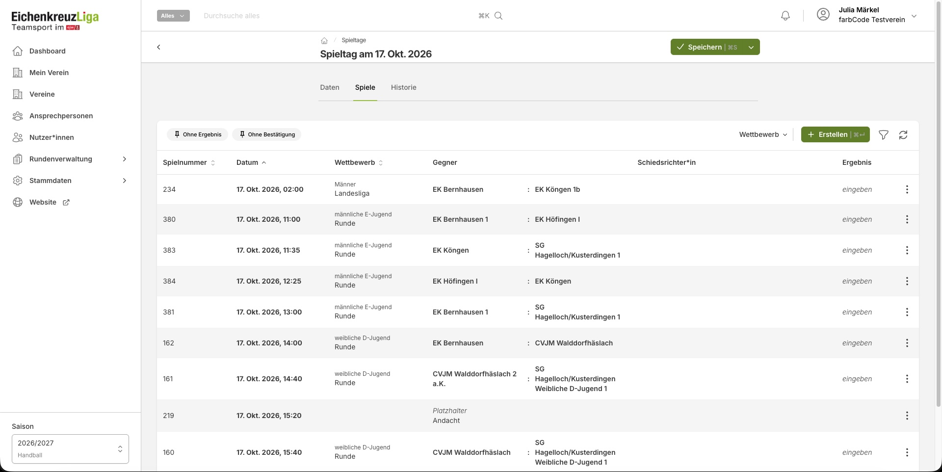 Spieltagsverwaltung