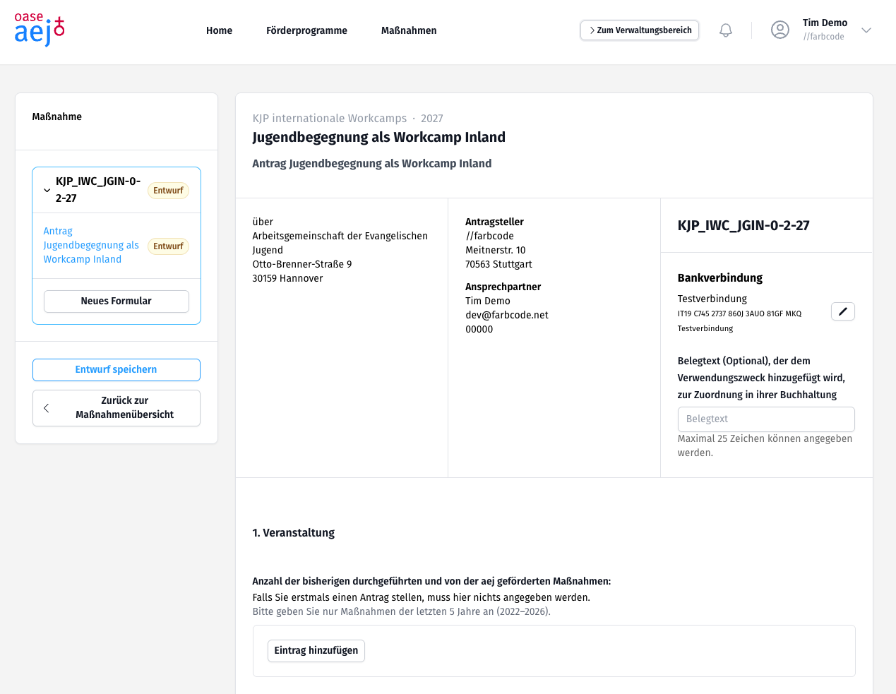 Digitaler Förderantrag
