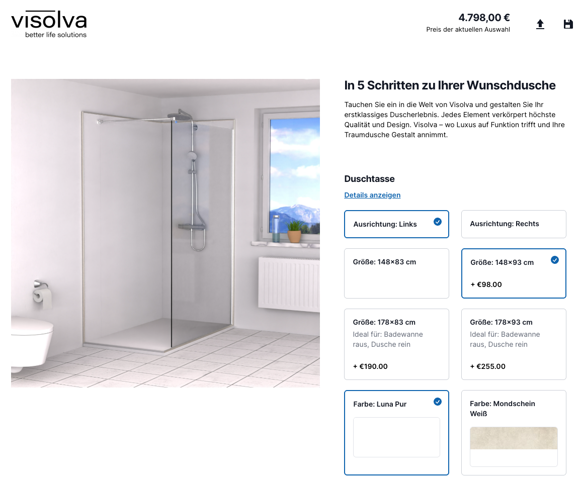 Dusche konfigurieren