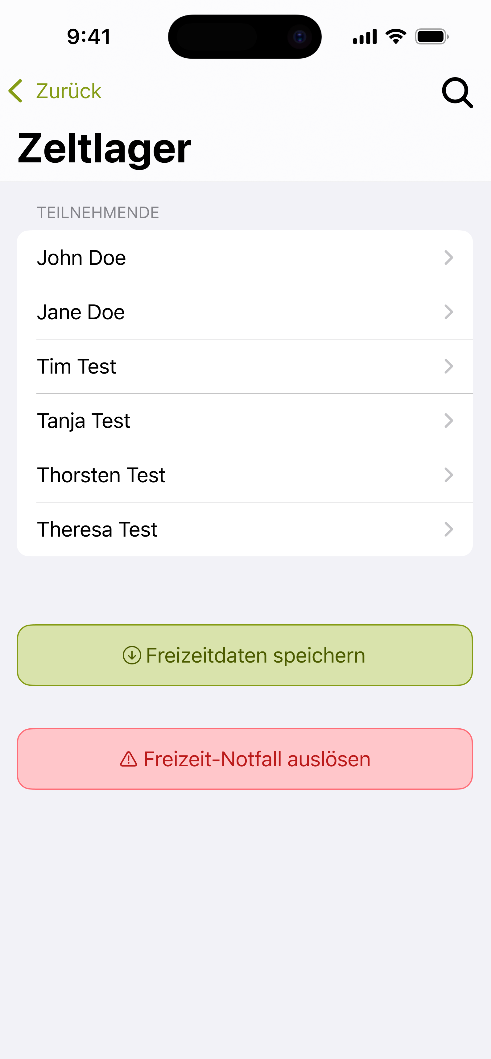 Freizeit und Teilnehmende