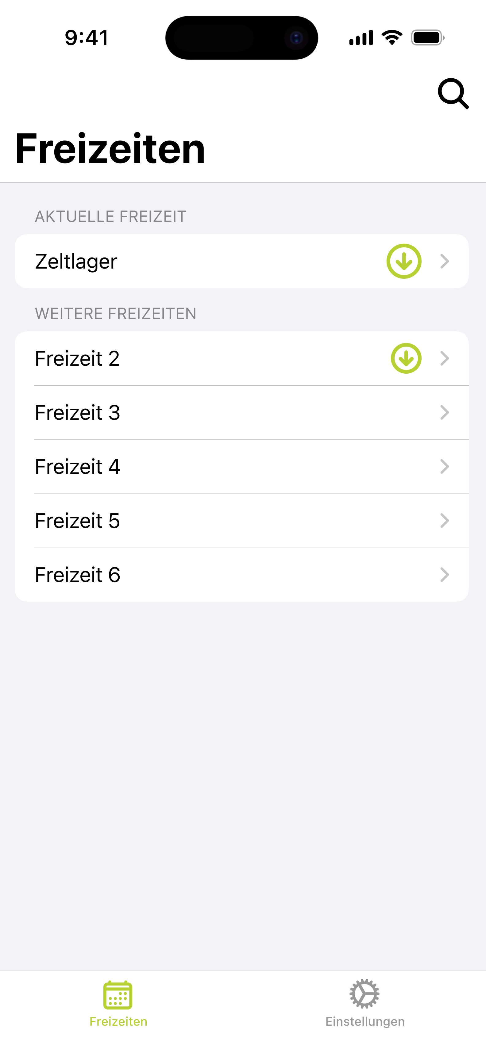 Freizeitenübersicht