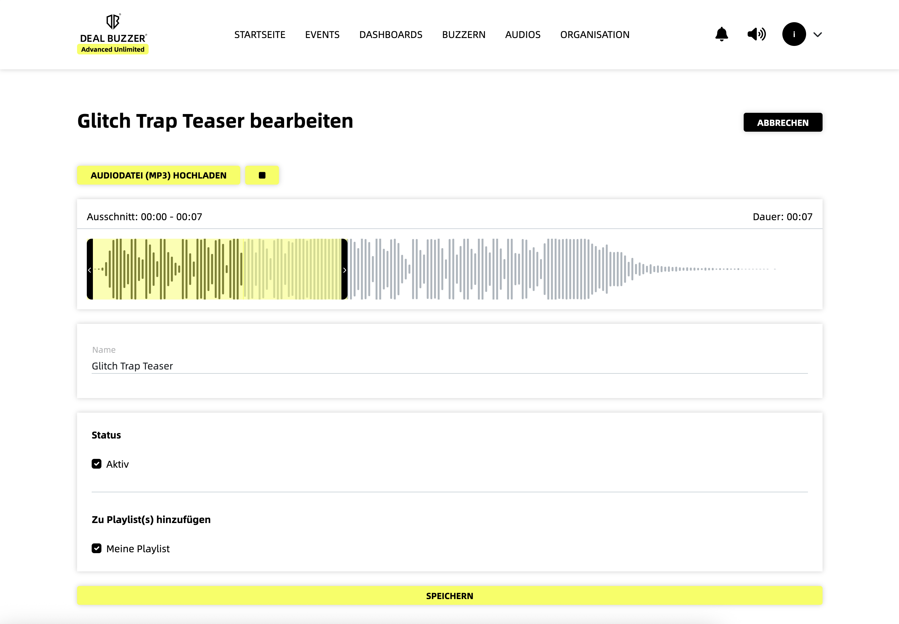 Audioeffekt bearbeiten